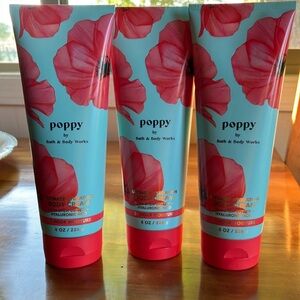 Three Bath & Body Works 8 oz tubes of Poppy body cream